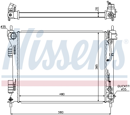 Radiator, engine cooling - 675002 NISSENS