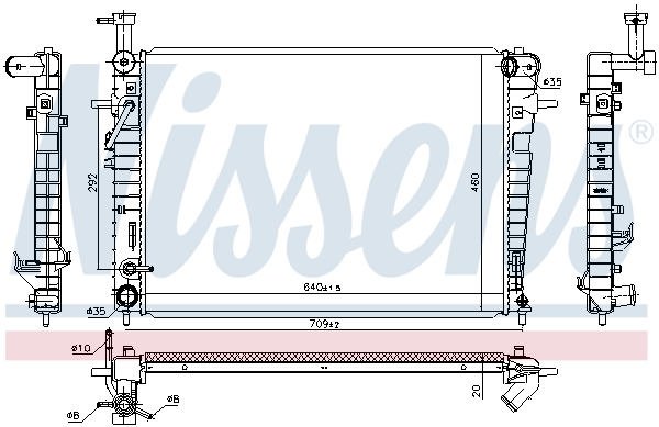 Radiator, engine cooling - 675005 NISSENS