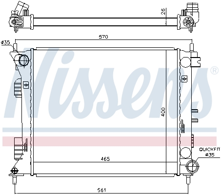 Radiator, engine cooling - 675007 NISSENS
