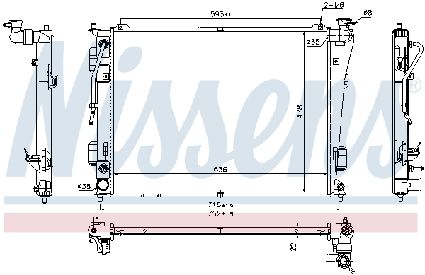 Radiator, engine cooling - 675012 NISSENS