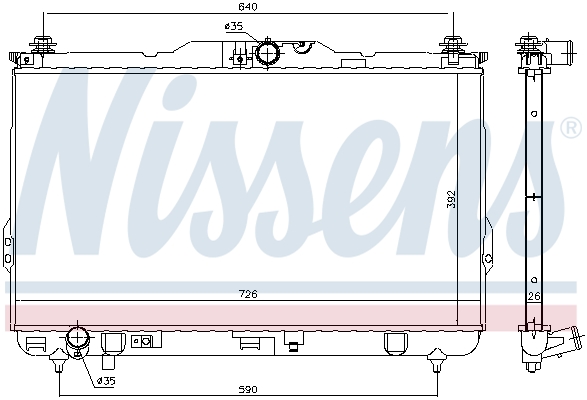 Radiator, engine cooling - 675017 NISSENS