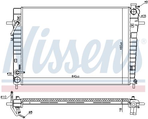Radiator, engine cooling - 675034 NISSENS