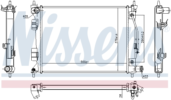 Radiator, engine cooling - 675073 NISSENS