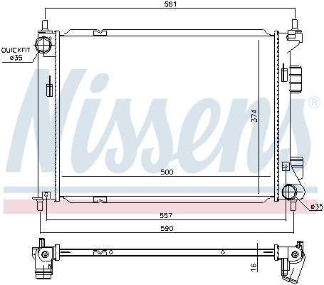 Radiator, engine cooling - 67603 NISSENS