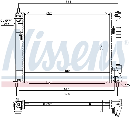 Radiator, engine cooling - 67605 NISSENS