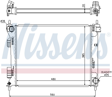 Radiator, engine cooling - 67611 NISSENS