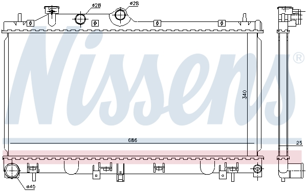 Radiator, engine cooling - 67721 NISSENS