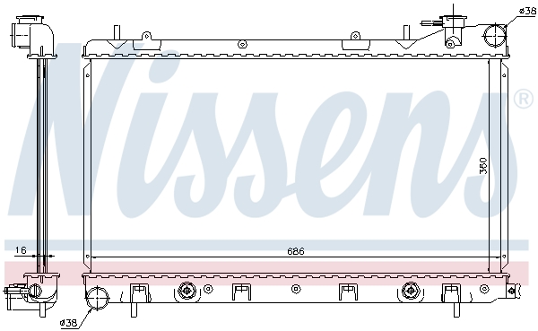 Radiator, engine cooling - 67728 NISSENS
