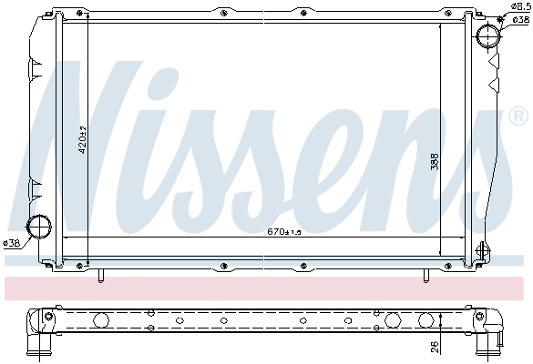 Radiator, engine cooling - 67740 NISSENS