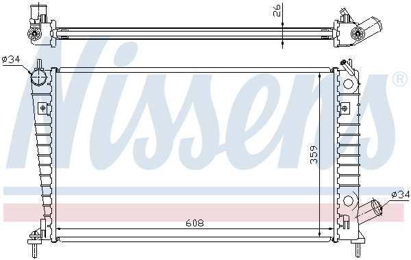 Radiator, engine cooling - 68000A NISSENS