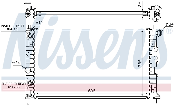 Radiator, engine cooling - 68003A NISSENS