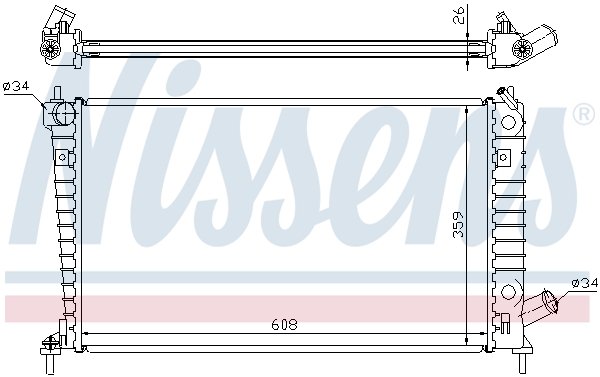 Radiator, engine cooling - 68004A NISSENS