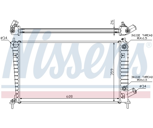 Radiator, engine cooling - 68005A NISSENS