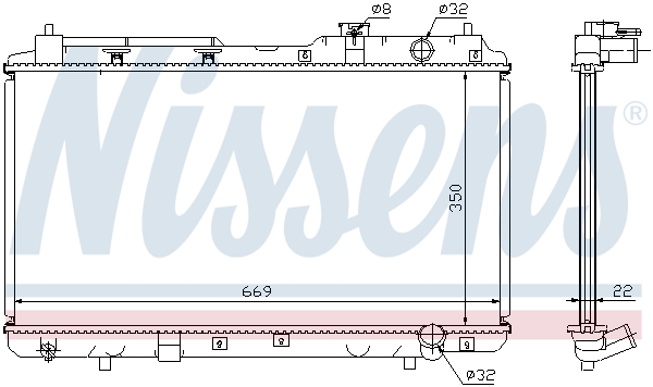 Radiator, engine cooling - 68101A NISSENS