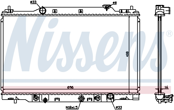 Radiator, engine cooling - 68104 NISSENS