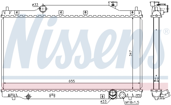 Radiator, engine cooling - 68114 NISSENS
