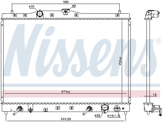 Radiator, engine cooling - 68116 NISSENS