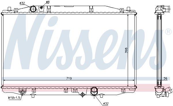 Radiator, engine cooling - 68131 NISSENS