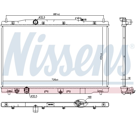 Radiator, engine cooling - 681378 NISSENS