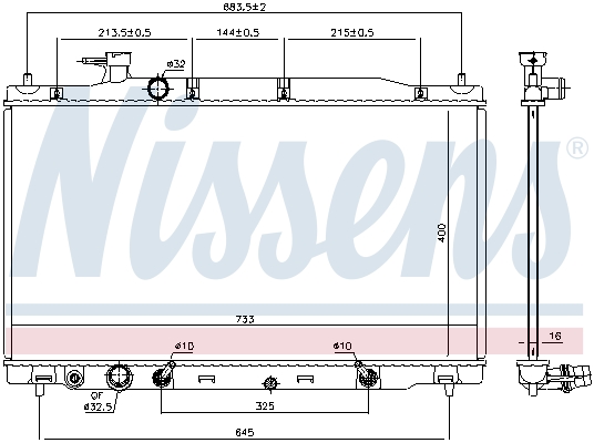 Radiator, engine cooling - 681405 NISSENS