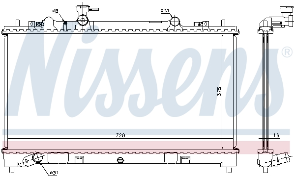 Radiator, engine cooling - 68509 NISSENS