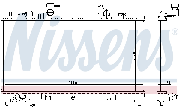 Radiator, engine cooling - 68510 NISSENS