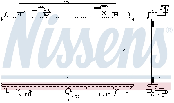 Radiator, engine cooling - 68555 NISSENS