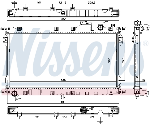 Radiatore, Raffreddamento motore - 68559 NISSENS