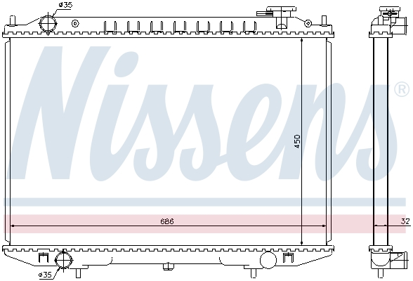 Radiator, engine cooling - 68721 NISSENS