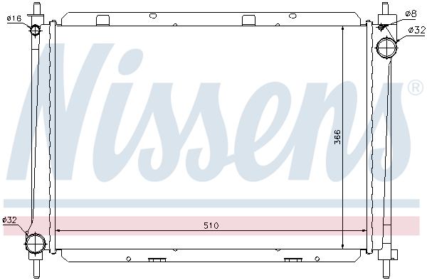Radiator, engine cooling - 68722 NISSENS