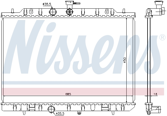 Radiator, engine cooling - 68724 NISSENS