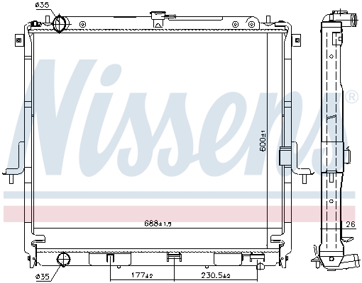 Radiator, engine cooling - 68726 NISSENS