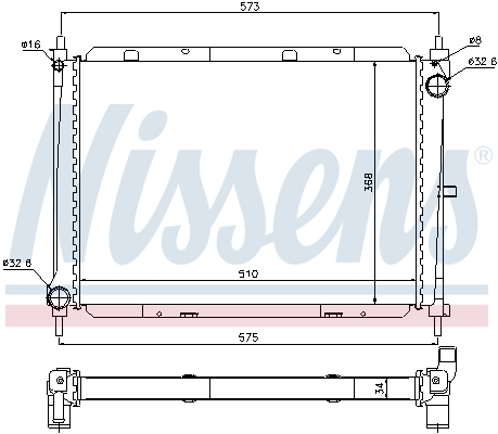 Radiator, engine cooling - 68729 NISSENS