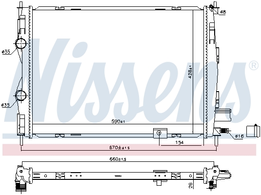 Radiator, engine cooling - 68811 NISSENS