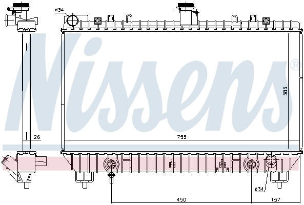 Radiator, engine cooling - 69097 NISSENS