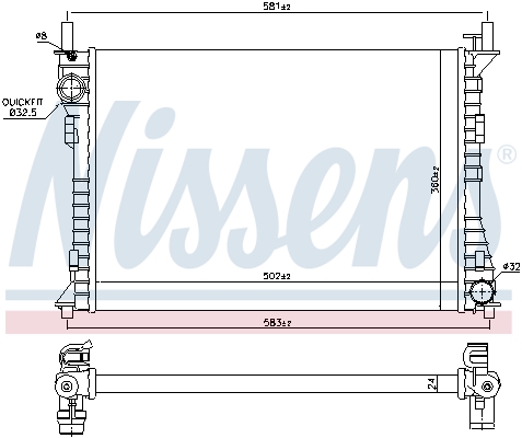 Radiator, engine cooling - 69224 NISSENS