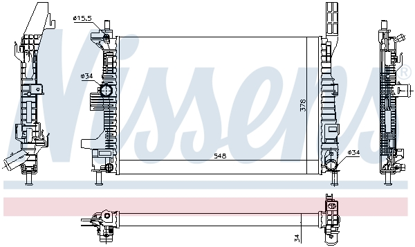 Radiator, engine cooling - 69238 NISSENS