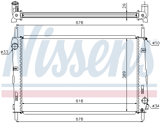 Radiator, engine cooling - 69250 NISSENS