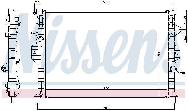 Radiator, engine cooling - 69253 NISSENS