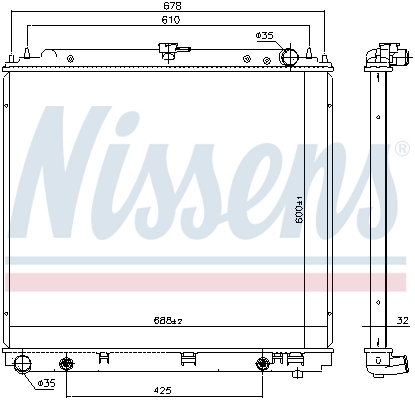 Radiator, engine cooling - 69485 NISSENS
