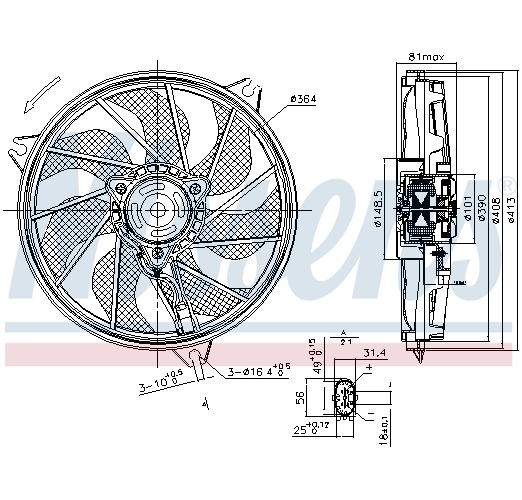 Ventola, Raffreddamento motore - 85662 NISSENS