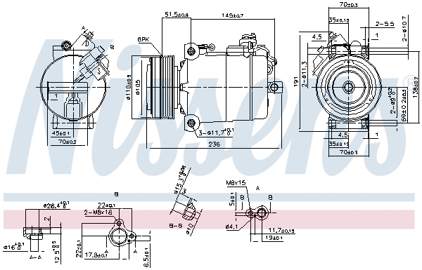 Compressor, air conditioning - 890043 NISSENS