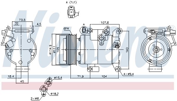 Компрессор, кондиционер - 890045 NISSENS