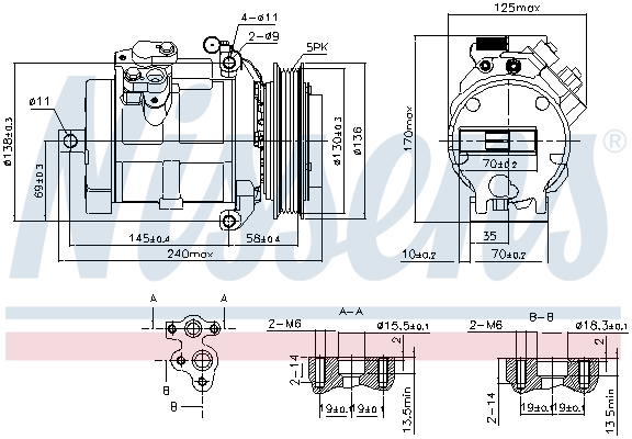 Compressor, air conditioning - 890049 NISSENS