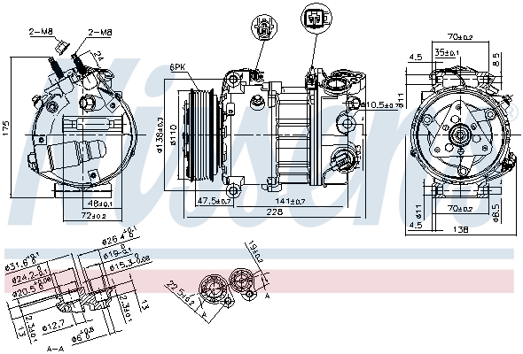 Compressor, air conditioning - 890124 NISSENS