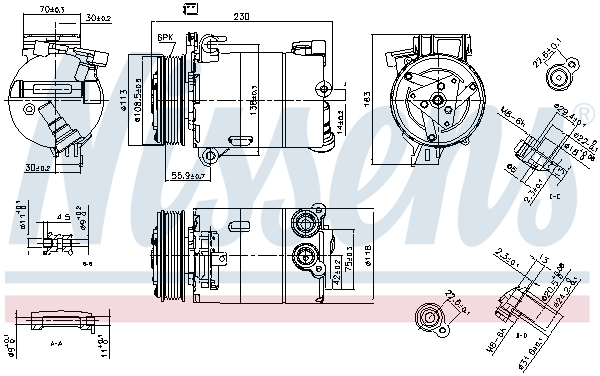 Компрессор, кондиционер - 890213 NISSENS