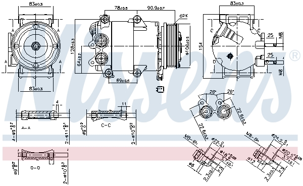 Компрессор, кондиционер - 890392 NISSENS