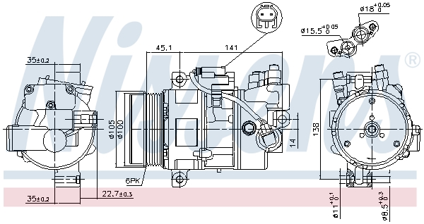 Компрессор, кондиционер - 89043 NISSENS