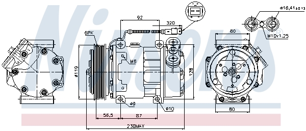 Компрессор, кондиционер - 89047 NISSENS