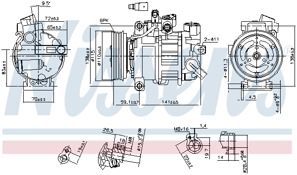 Компрессор, кондиционер - 890551 NISSENS